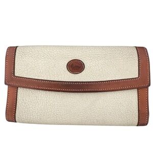 Dooney & Bourke Vintage Cream and Brown Leather Continental Wallet